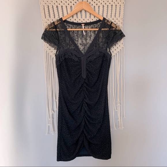 Free People Black Lace Envy Bodycon Mini Dress - Picture 2 of 16